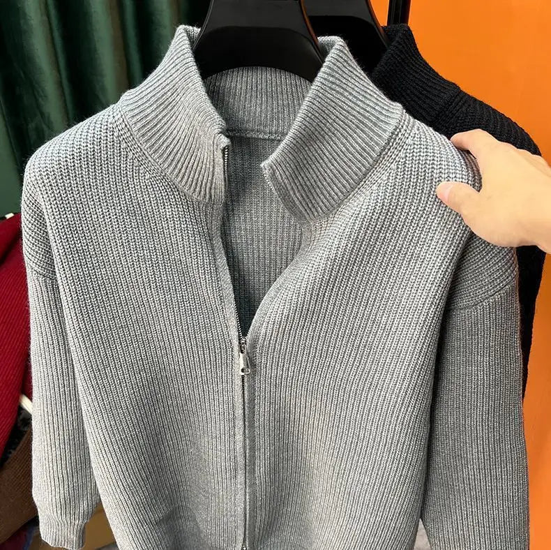 Men's Zip-Up Knitted Cardigan Jacket for Spring Autumn