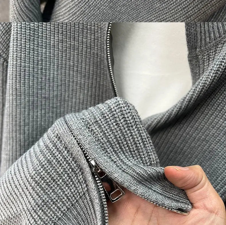 Men's Zip-Up Knitted Cardigan Jacket for Spring Autumn