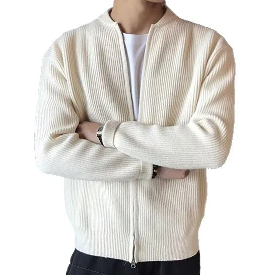 Cardigan Zippé Homme en Maille Fine Casual