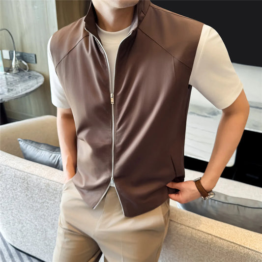 Gilet Sans Manches Homme Tencel Respirant À Glissière