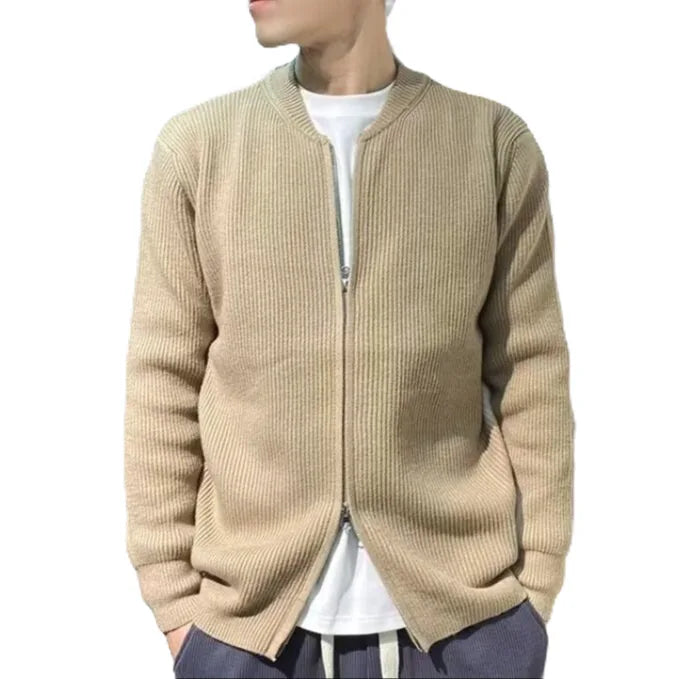 Cardigan Zippé Homme en Maille Fine Casual
