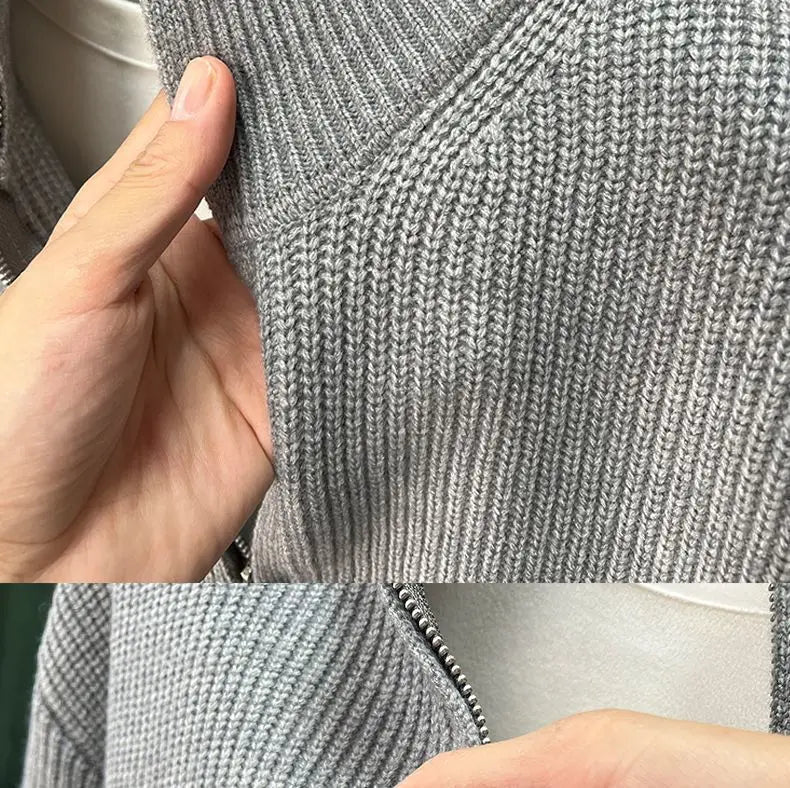 Men's Zip-Up Knitted Cardigan Jacket for Spring Autumn